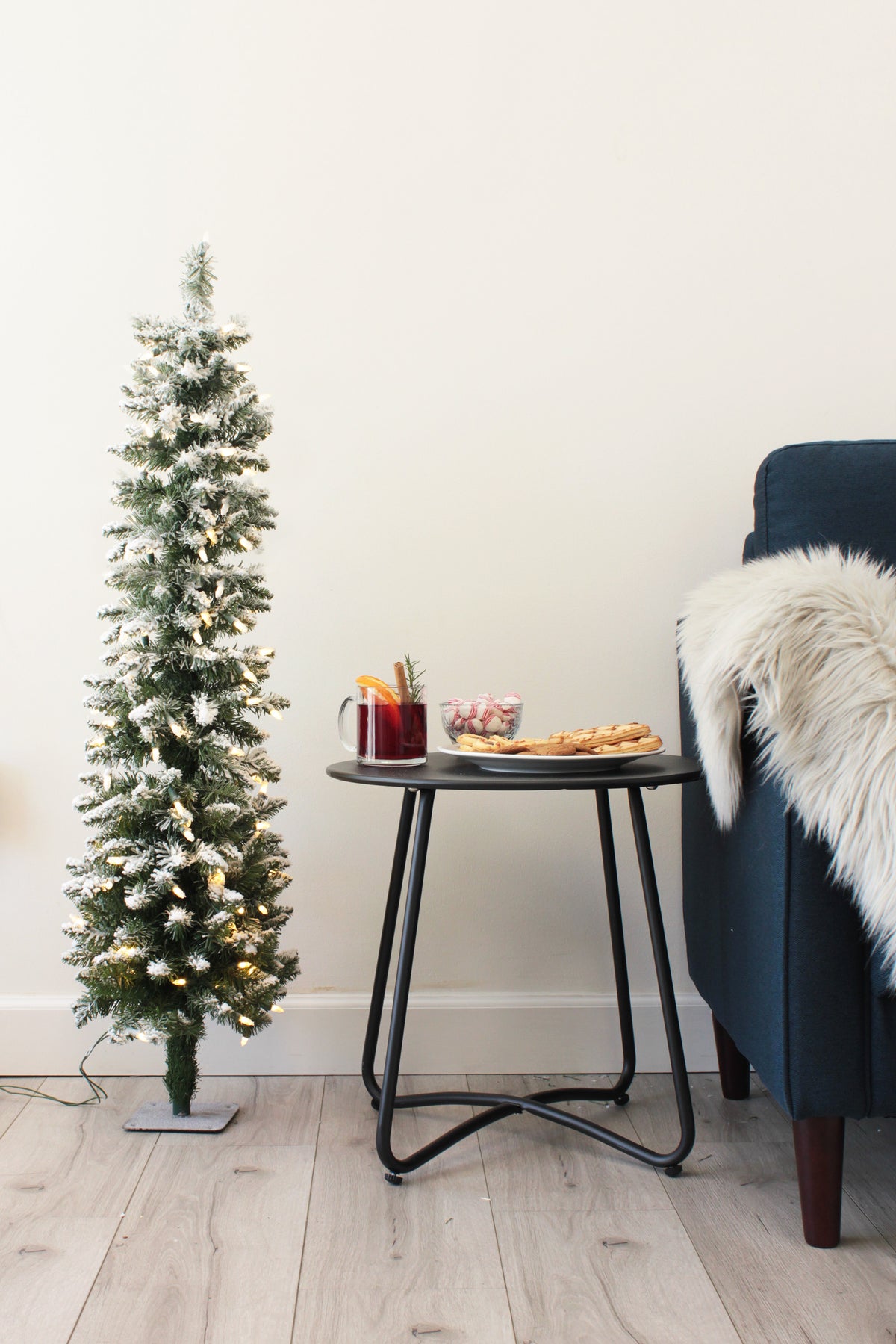 Holiday Home Decor 4.5' Prelit Flocked Pencil Tree