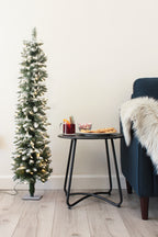 5' Prelit Flocked Pencil Tree