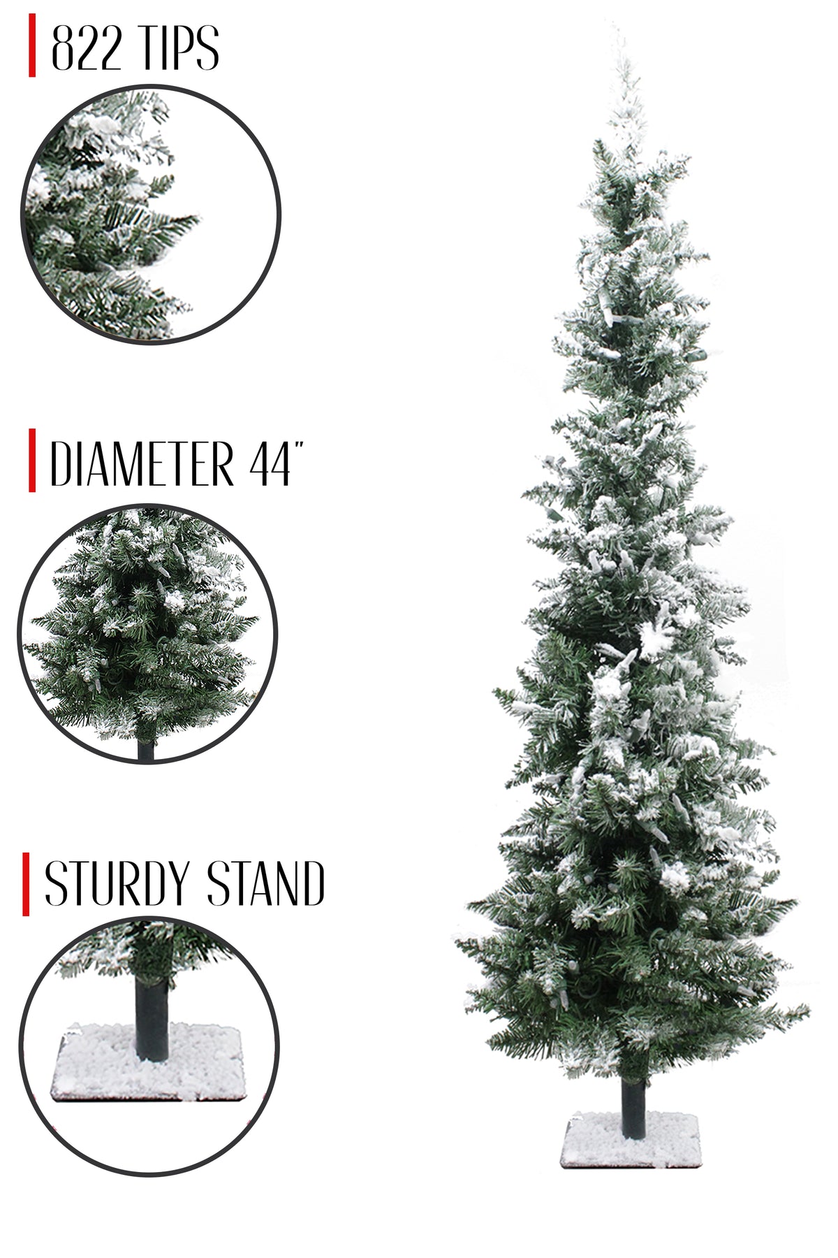 Snow Flocked Pencil Christmas Tree