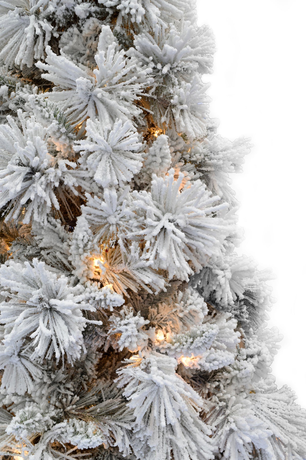 Holiday Home Decor Pre-lit Slim Snow Flocked Atka Christmas Tree with Metal Stand and Instant Connect