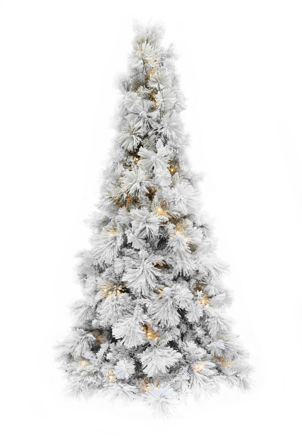 Christmas Home Decor Pre-lit Slim Snow Flocked Atka Christmas Tree with Metal Stand and Instant Connect