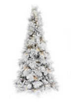 Christmas Home Decor Pre-lit Slim Snow Flocked Atka Christmas Tree with Metal Stand and Instant Connect