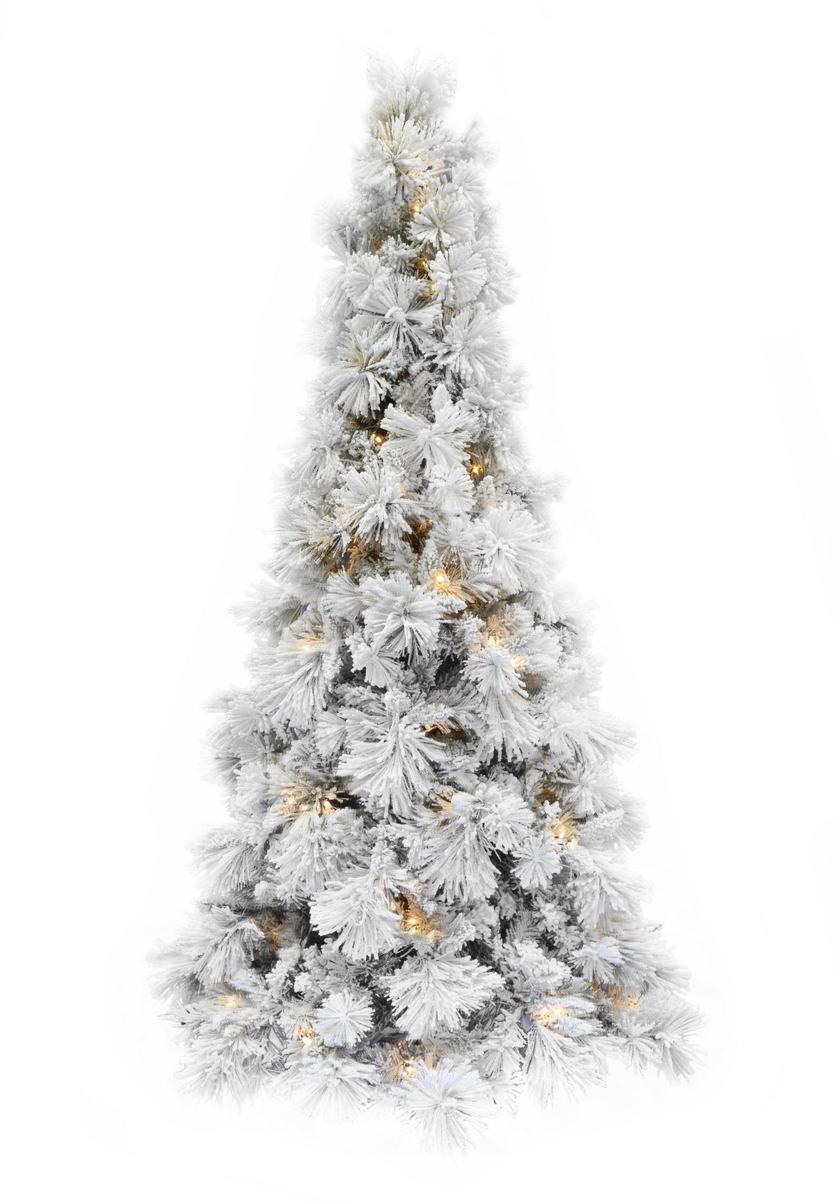 Christmas Home Decor Pre-lit Slim Snow Flocked Atka Christmas Tree with Metal Stand and Instant Connect