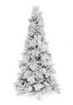 Perfect Holiday Home Decor 7.5' Slim Snow Flocked Atka Christmas Tree with Metal Stand and Instant Connect