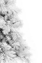Real Snow Vibe 7.5' Slim Snow Flocked Atka Christmas Tree with Metal Stand and Instant Connect