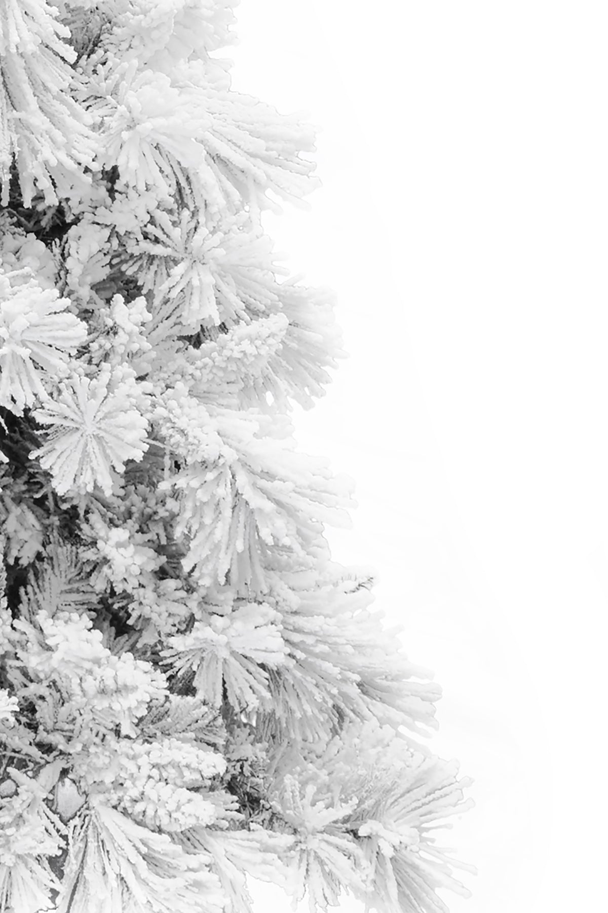 Real Snow Vibe 7.5' Slim Snow Flocked Atka Christmas Tree with Metal Stand and Instant Connect