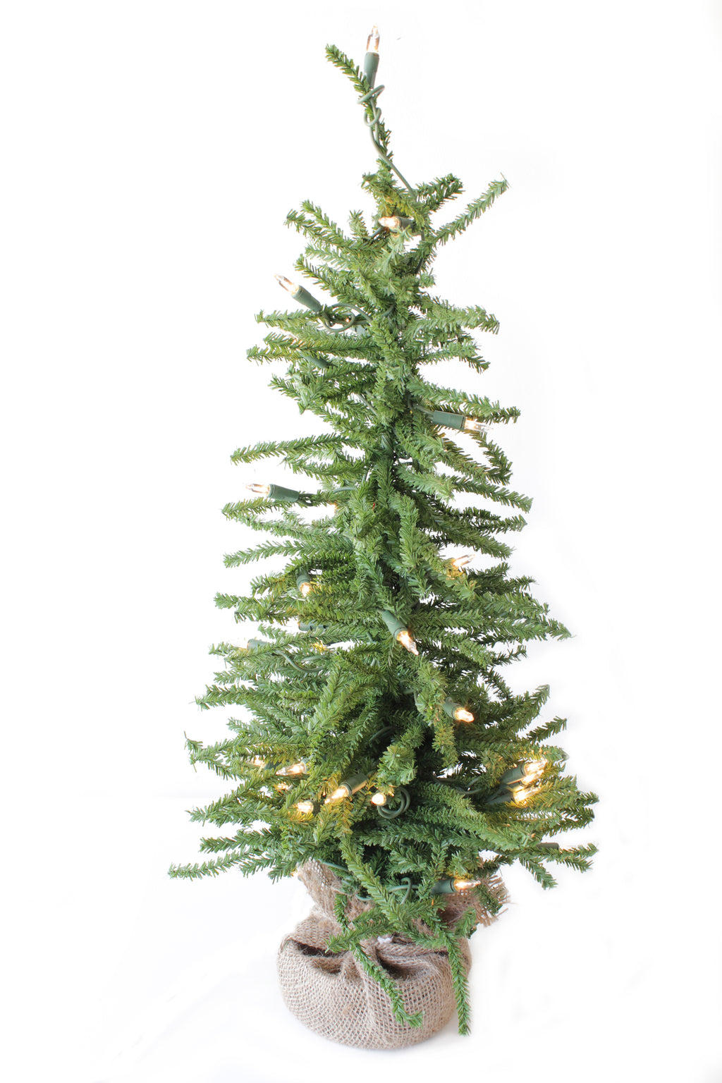 Christmas Home Decor 2' Pre-Lit Green Burlap Base Christmas Tree