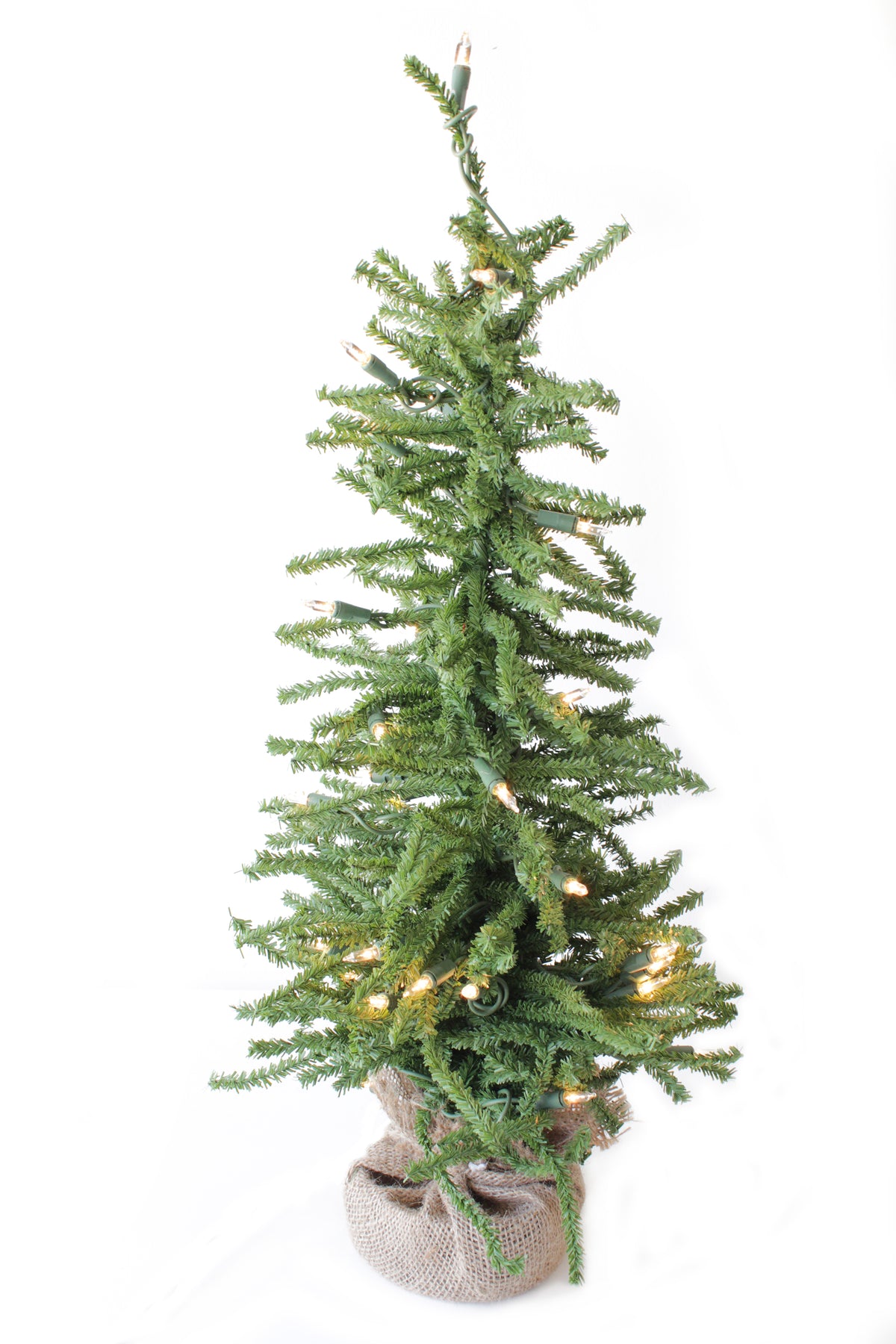 Christmas Home Decor 2' Pre-Lit Green Burlap Base Christmas Tree