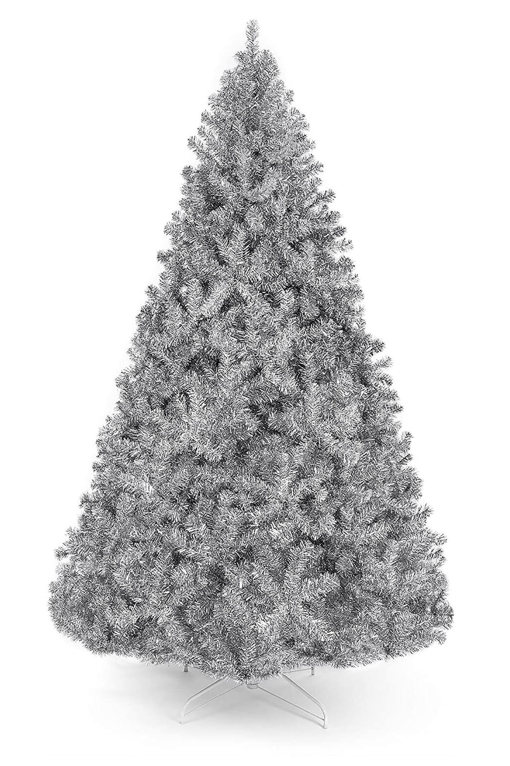 Holiday Home Decor Full Bodied Metallic Silver Tinsel Tree with Metal Stand