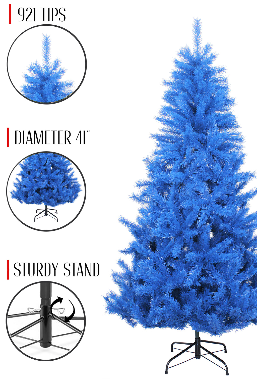 6 Feet Tall Blue Theme Norway Pine Tree With Metal Stand 