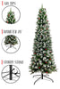 618 Tips Frosted Norwood Pencil Pine with Pine Cones & Red Berries and Metal Stand