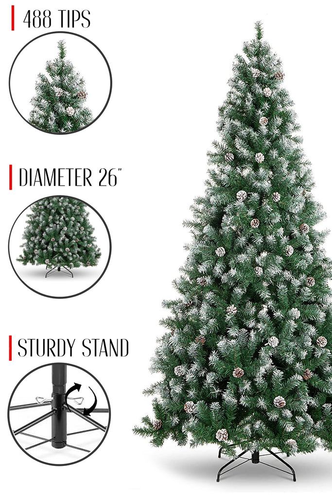 Christmas Home Decor Frosted Oregon Fir with Snow Dusted Pine Cones