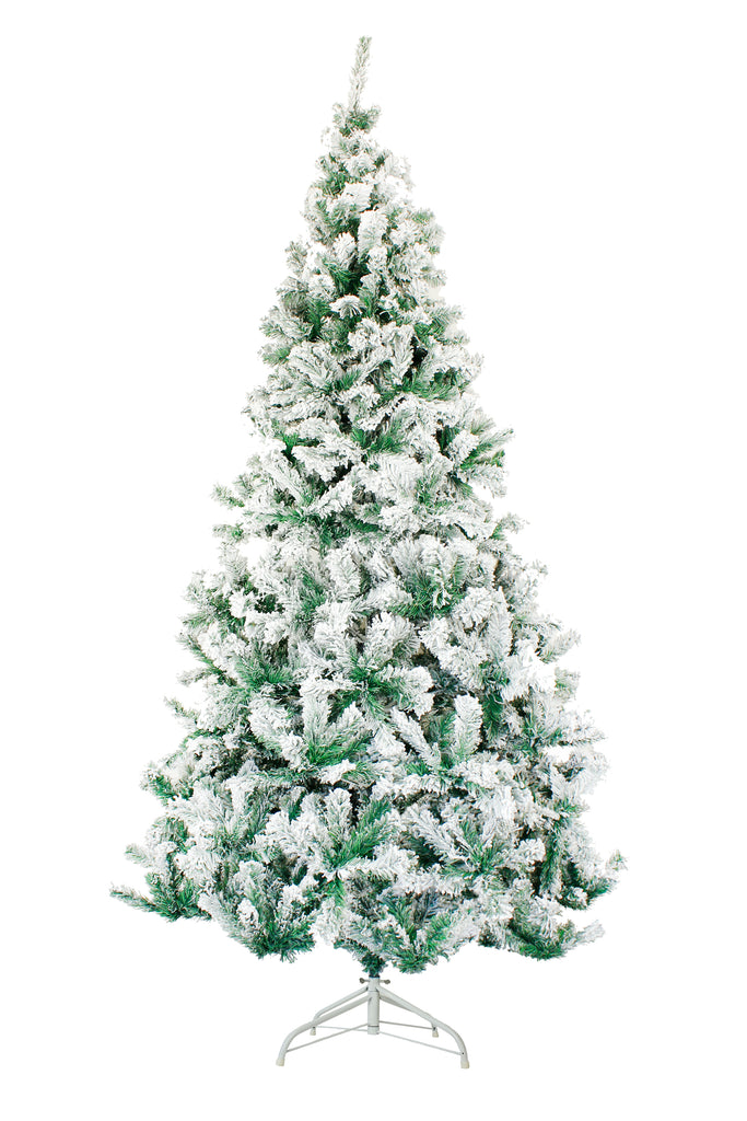 Perfect Holiday 4ft-7ft Snow Flocked Christmas Tree With White Metal Stand 