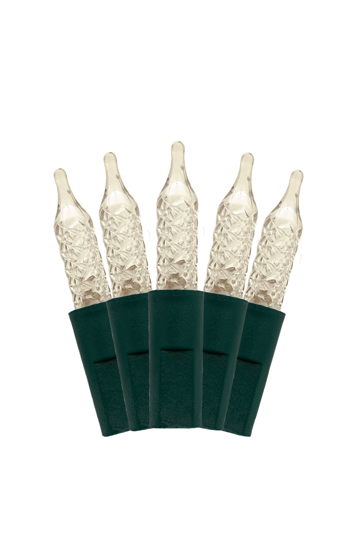 Warm White 70 LED Indoor/Outdoor Crosshatch Pointed Tip Green Cable Christmas String Lights