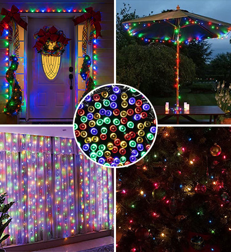 Multicolor Light 200 LED Solar Powered Outdoor String Light