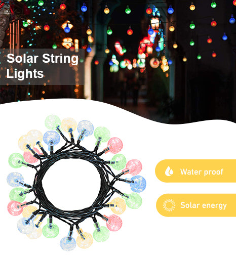 Crystal Globe Lights, Waterproof Solar Patio Outdoor Camping and Perfect Holiday 