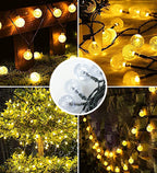 Warm Yellow Crystal Globe Lights, Waterproof Solar Patio Outdoor Camping