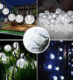 Crispy White Crystal Globe Lights, Waterproof Solar Patio Outdoor Camping