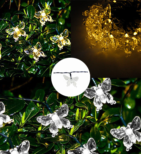 LED Solar String Lights - Butterfly Design- Outdoor - Indoor - Holiday Decoration 