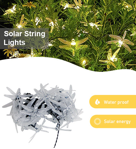 Waterproof 30 LED Solar String Light Dragonfly Theme