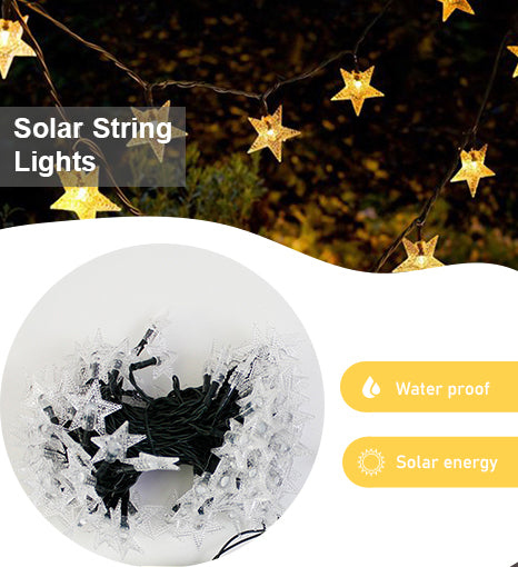 Star Shape-100 LED Solar String Light - Warm White-Water Proof