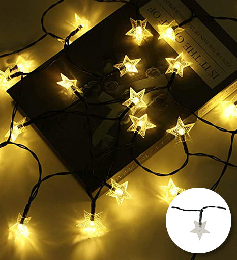100 LED Solar String Light - Star Shape- Warm White-Holiday Light