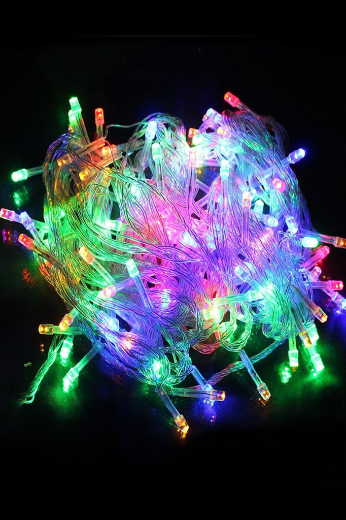 Multicolor Indoor/Outdoor 100 LED String Lights with Flexible Clear Wire