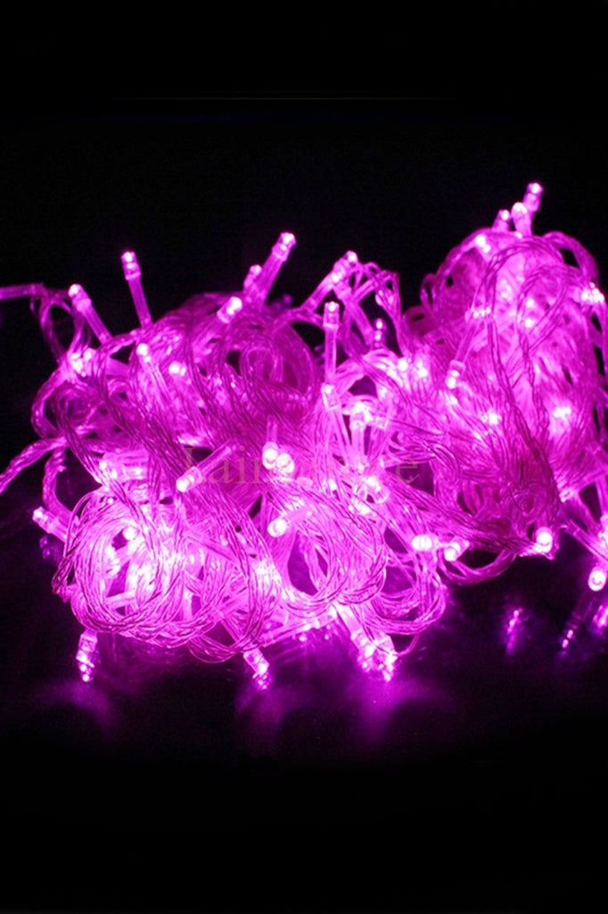 Magic Pink Indoor/Outdoor 100 LED String Lights with Flexible Clear Wire