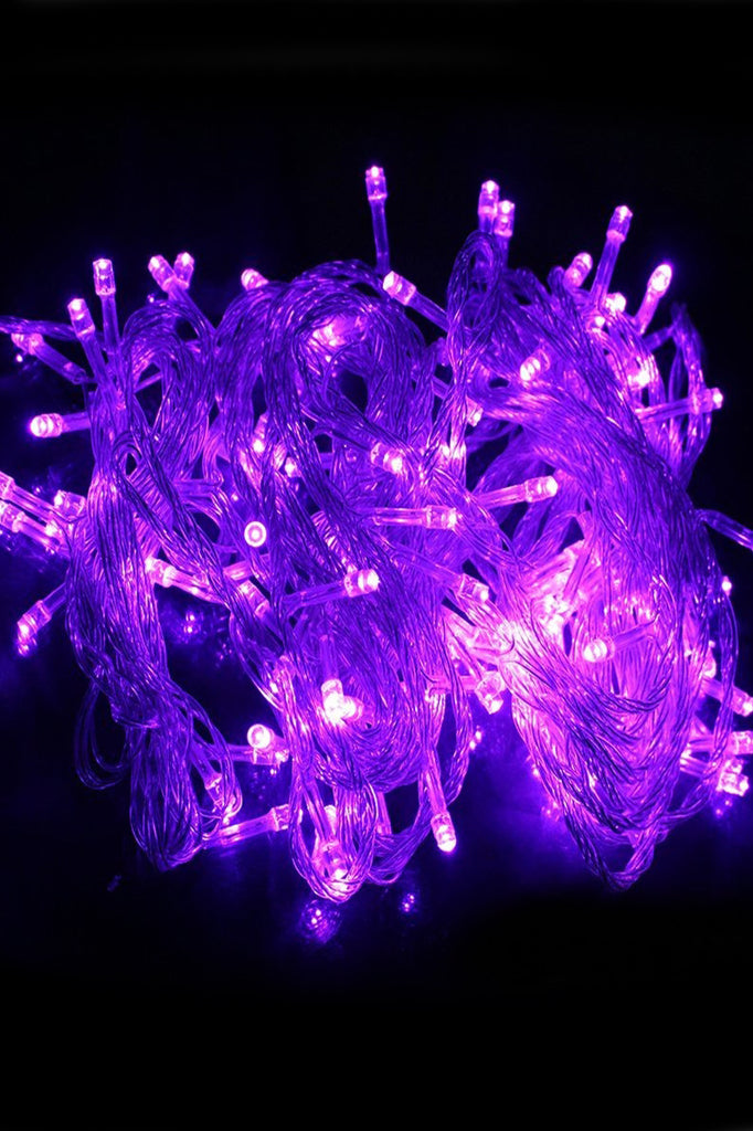 Perfect Purple Indoor/Outdoor 100 LED String Lights with Flexible Clear Wire