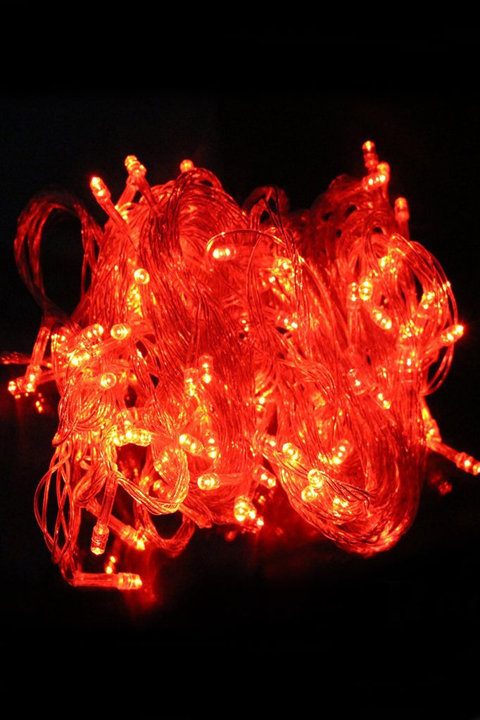 Mystery Red Indoor/Outdoor 100 LED String Lights with Flexible Clear Wire