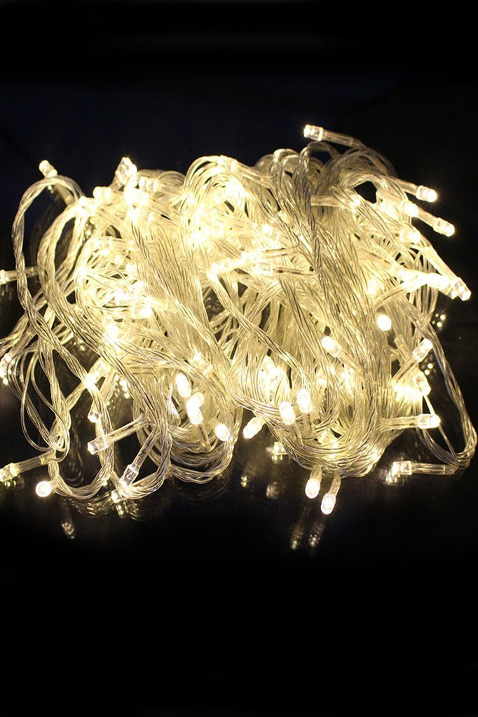 Warm Yellow Indoor/Outdoor 200 LED String Lights with Flexible Clear Wire