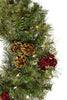 Holiday Home Decor 24" Pre-lit Cheyenne Pine Wreath with Pine Cones & Holly Berry Clusters
