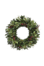 24" Jasper Mixed Pine Wreath with Pine Cones & Red Berry Clusters