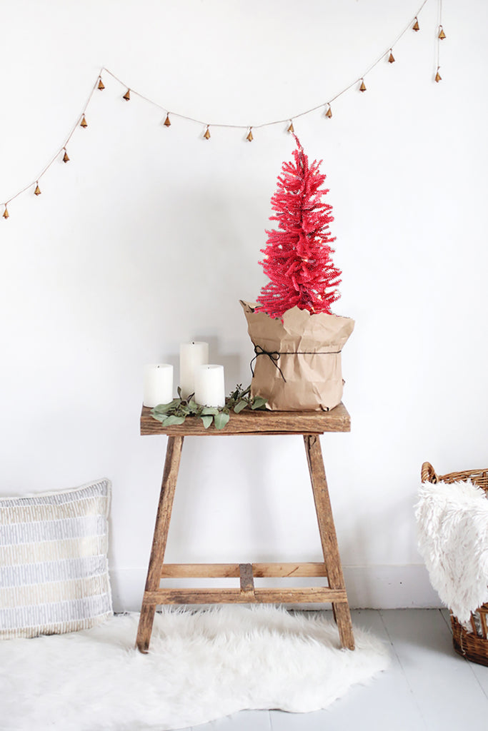 Holiday Decoration 2' Pre-Lit Red Burlap Base Christmas Tree