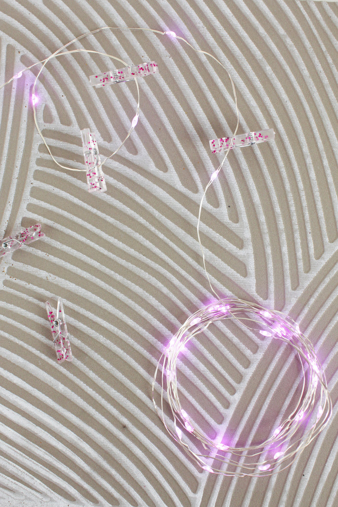 Home Decor 36 LED Pink Glitter Photo Clip String Light- Battery Operated