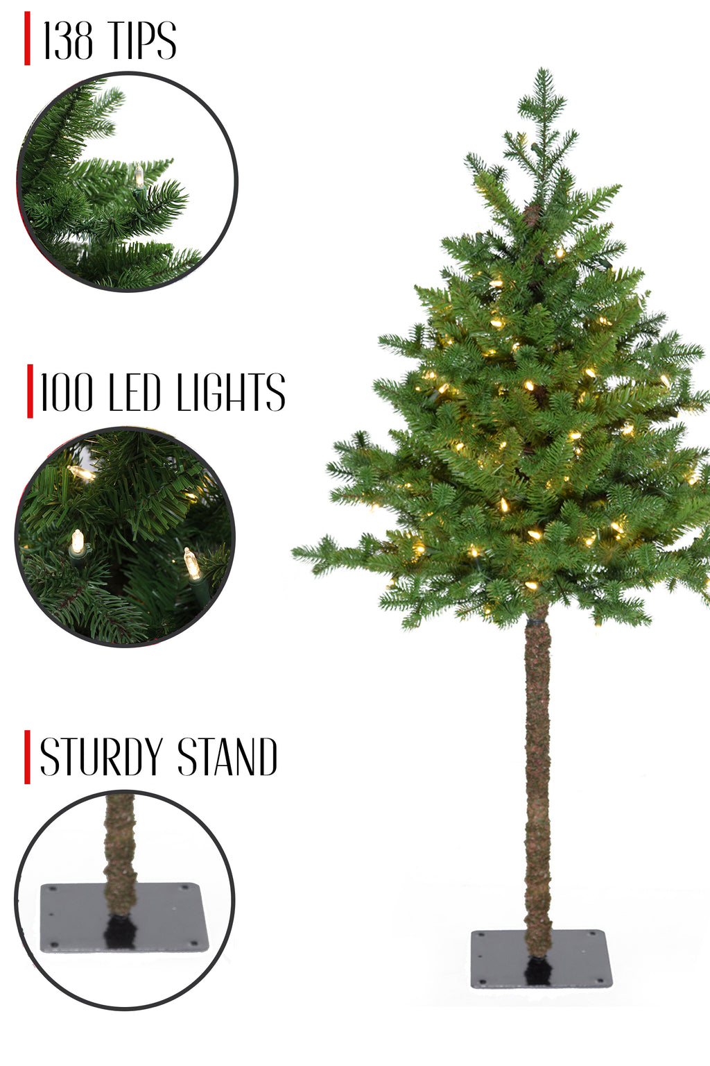 100 Led 138 Tips 4' Prelit Balsam Fir Half Tree