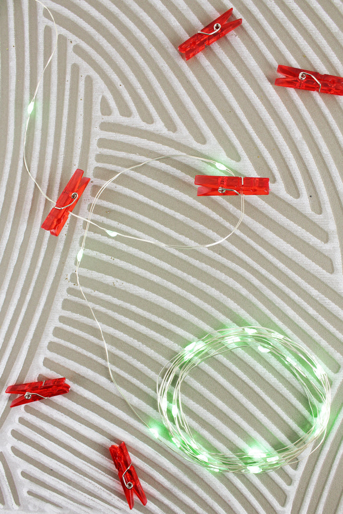 13' Long 36 LED Red Christmas Card Clip String Light- Battery Operated