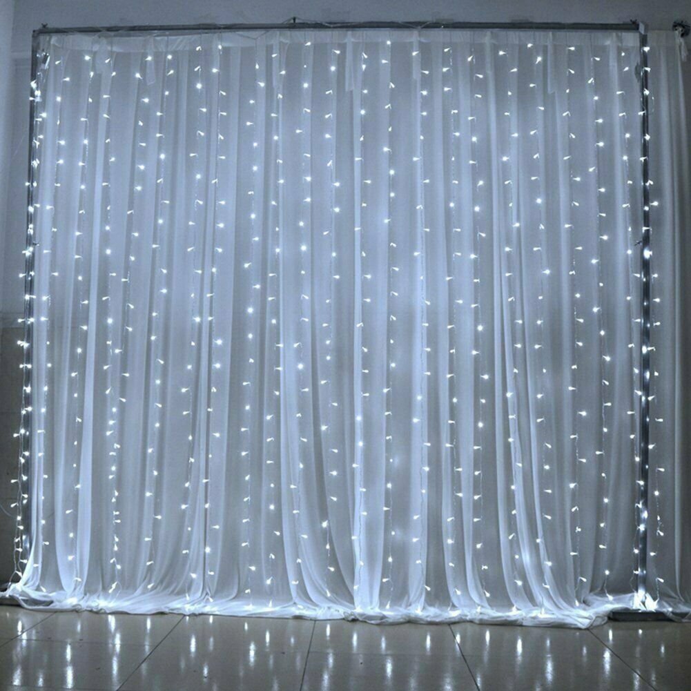 Room Decor Holiday Theme 300 LED 9ft x 9ft Twinkling Curtain Lights Plug in
