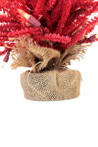 2' Pre-Lit Red Burlap Base Christmas Tree With Linen Mesh Stand