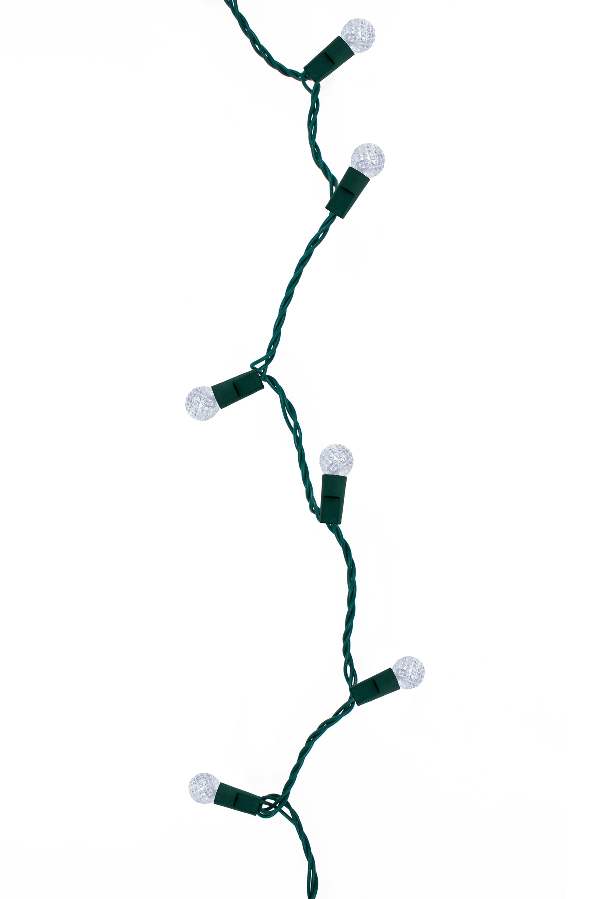Snow Theme Holiday Decor 70 LED Indoor/Outdoor G12 Round Bulb Green Cable Christmas String Lights - Cool White