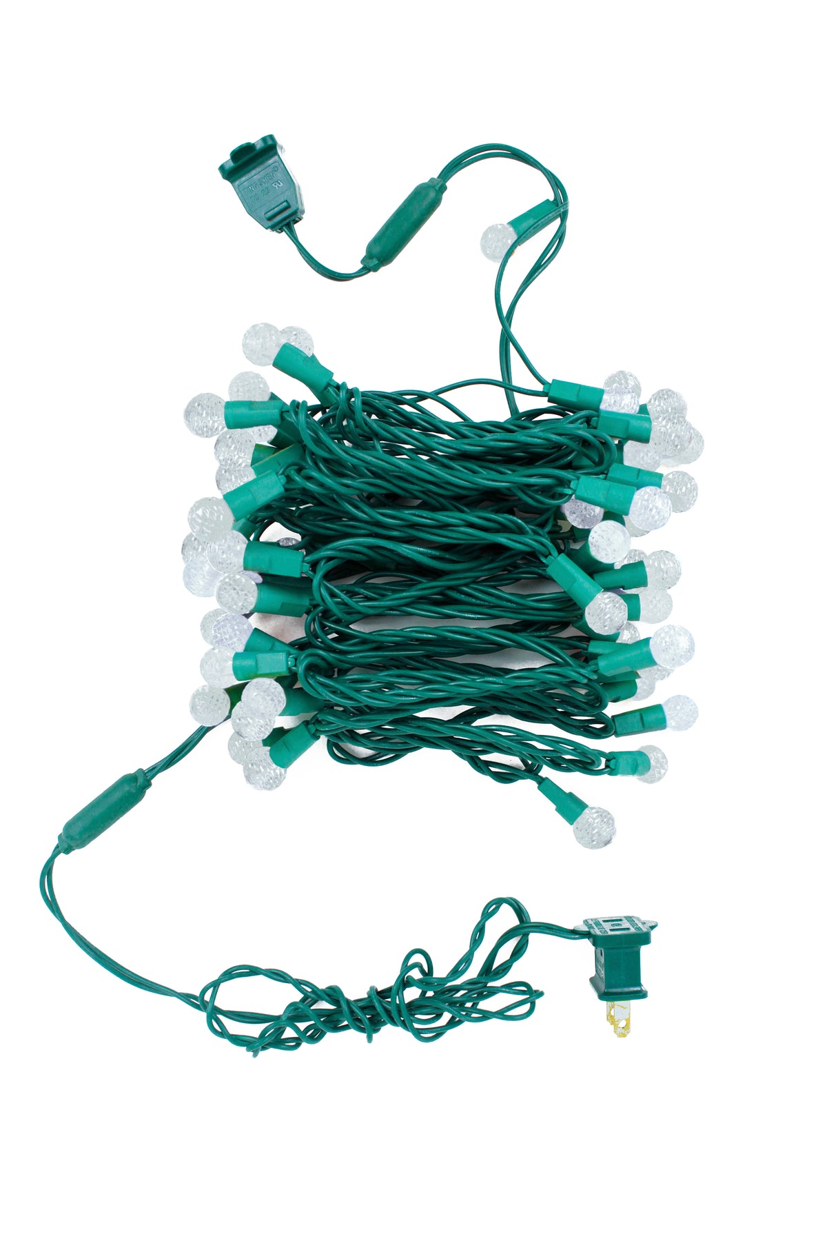 Indoor/Outdoor G12 Round Bulb Green Cable Holiday String Lights - Cool White
