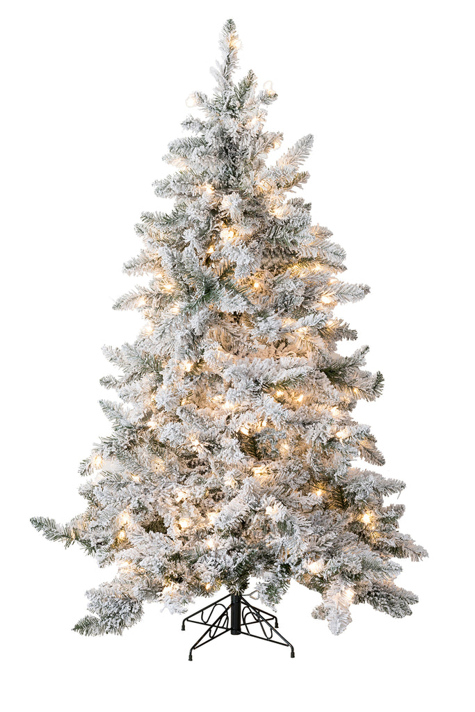 Holiday Home Decor 5' Prelit Alpine Spruce Snow Flocked Christmas Tree