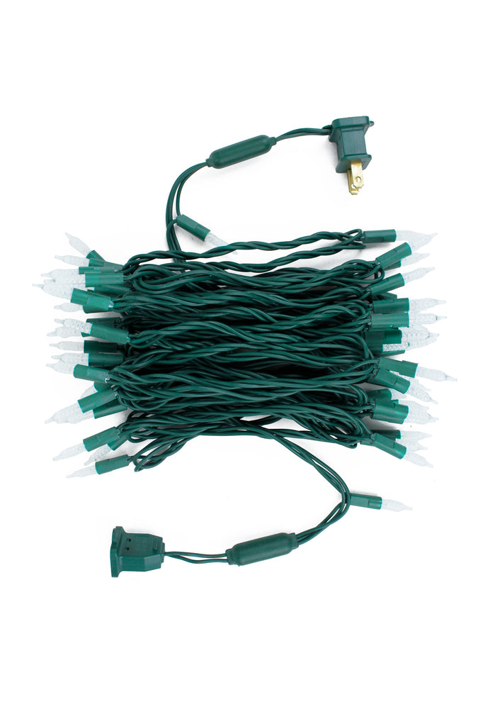 23' Long 70 LED Indoor/Outdoor Crosshatch Pointed Tip Green Cable Christmas String Lights